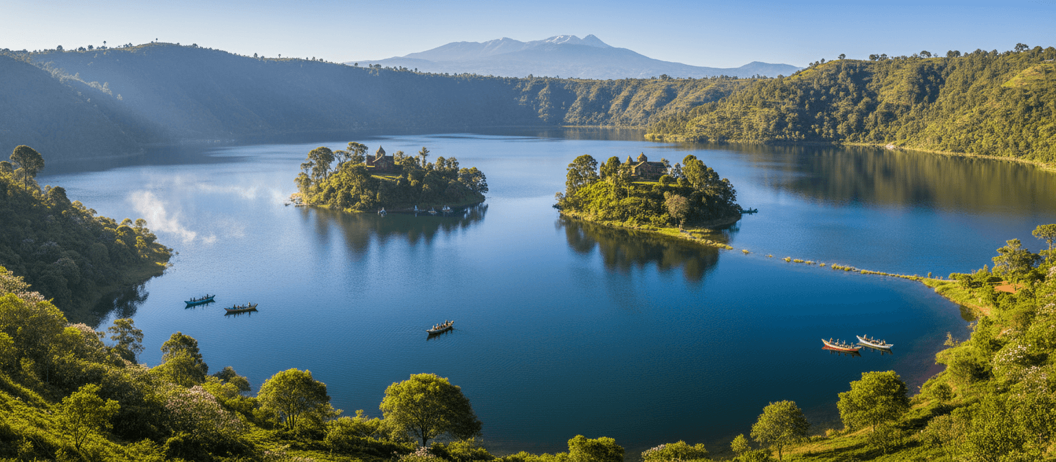 Wanchi lake crater and island